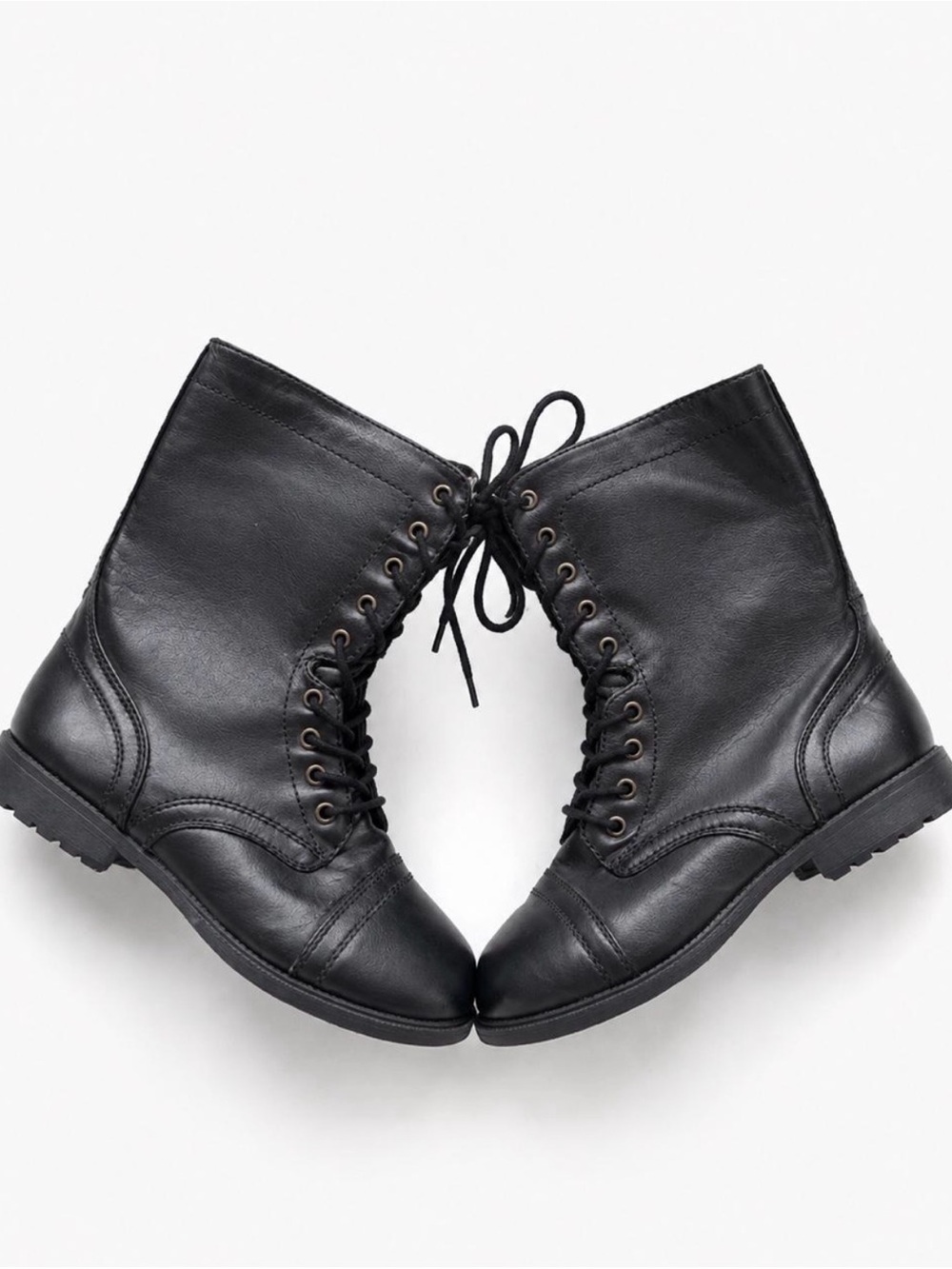 Black Lace-Up Combat Boots – Women’s Size 10